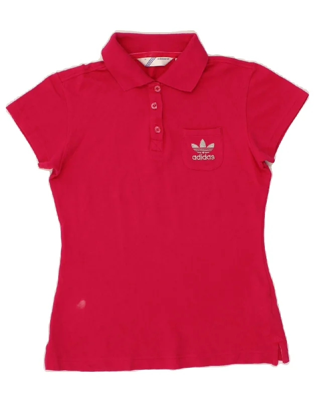 ADIDAS Womens Polo Shirt IT 36 XS Pink Cotton