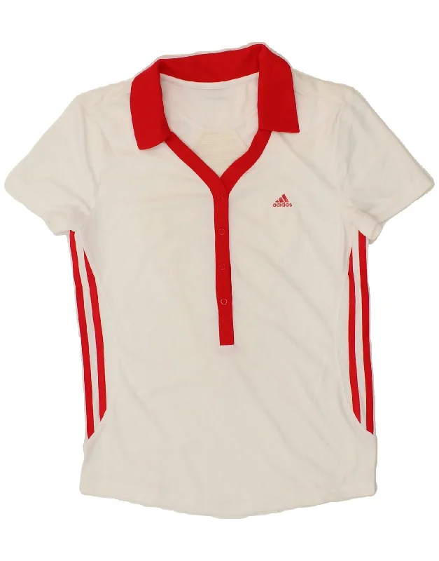 ADIDAS Womens Polo Shirt UK 12 Medium White