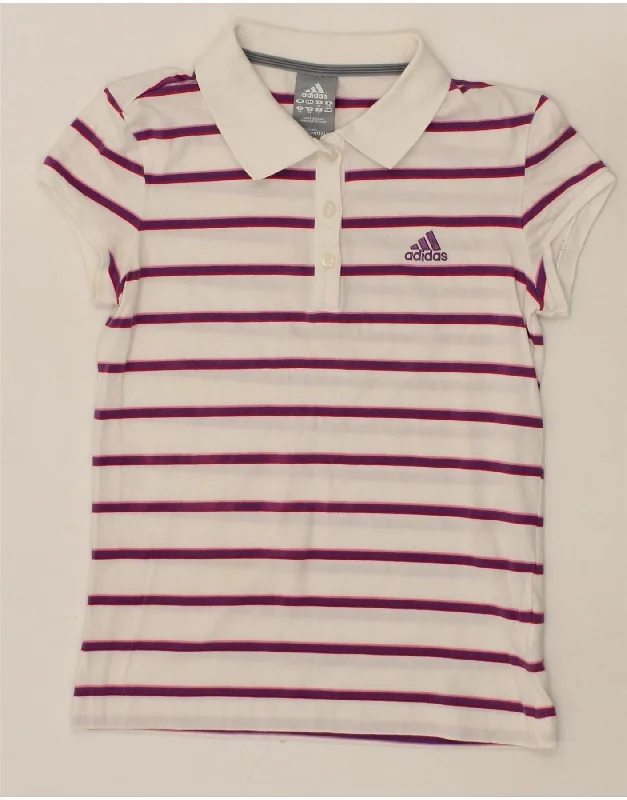 ADIDAS Womens Polo Shirt UK 8 Small  White Striped