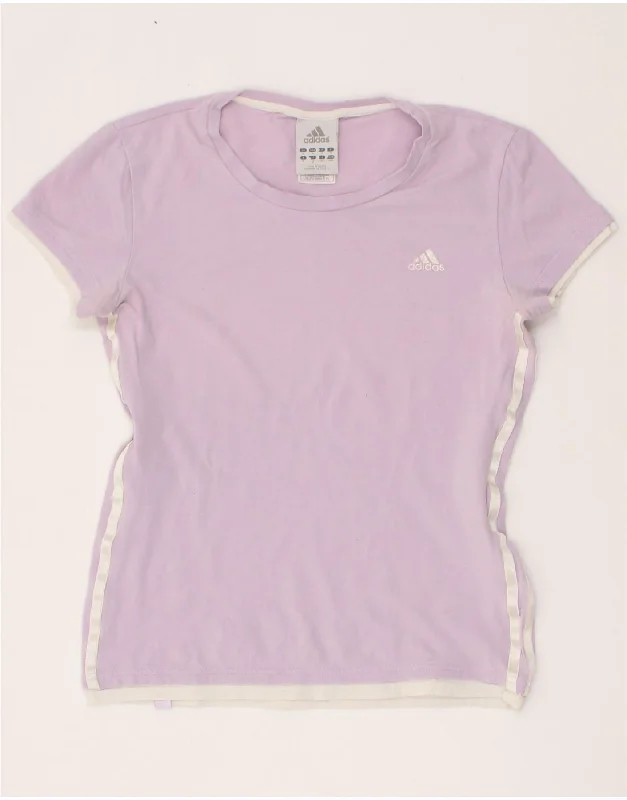 ADIDAS Womens T-Shirt Top UK 12 Medium Purple Cotton