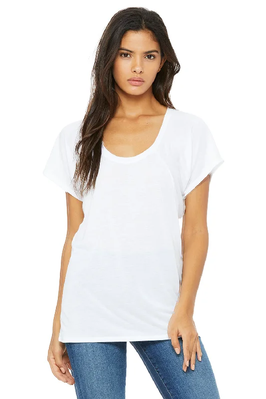 Bella + Canvas Womens Flowy Short Sleeve Scoop Neck T-Shirt - White