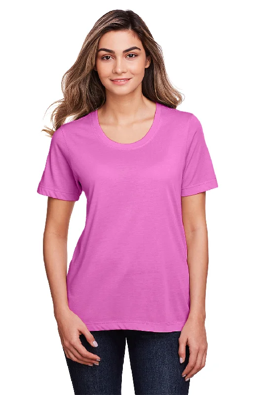 Core 365 Womens Fusion ChromaSoft Performance Moisture Wicking Short Sleeve Scoop Neck T-Shirt - Charity Pink