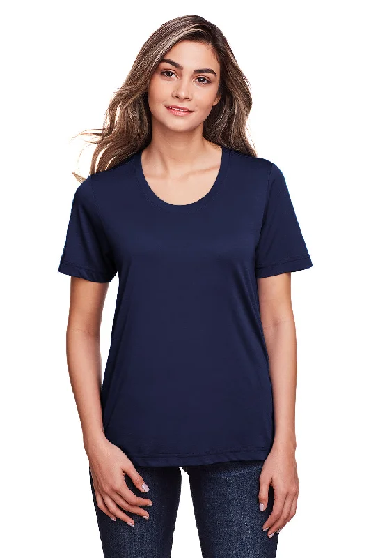 Core 365 Womens Fusion ChromaSoft Performance Moisture Wicking Short Sleeve Scoop Neck T-Shirt - Classic Navy Blue