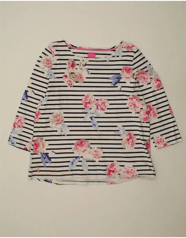 JOULES Womens Top 3/4 Sleeve UK 20 2XL White Floral Cotton