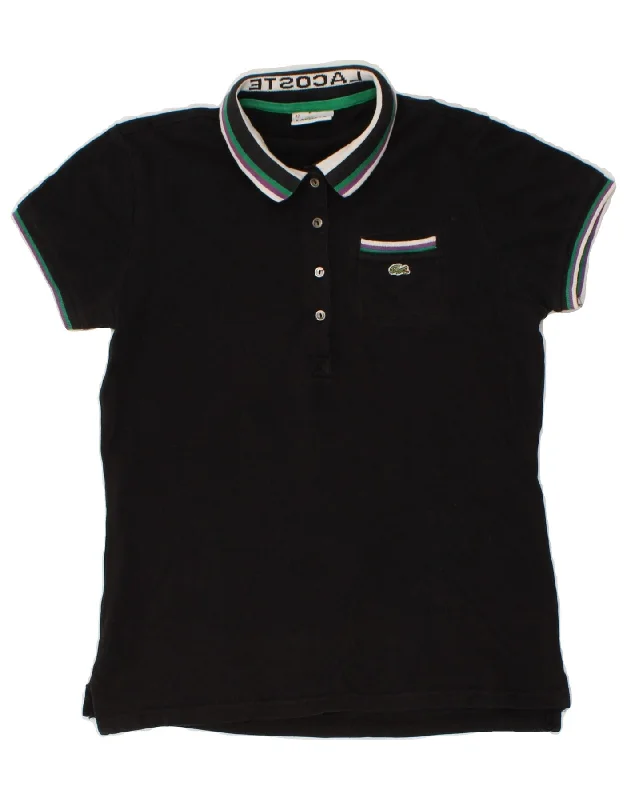 LACOSTE Womens Polo Shirt Size 42 Large Black Cotton