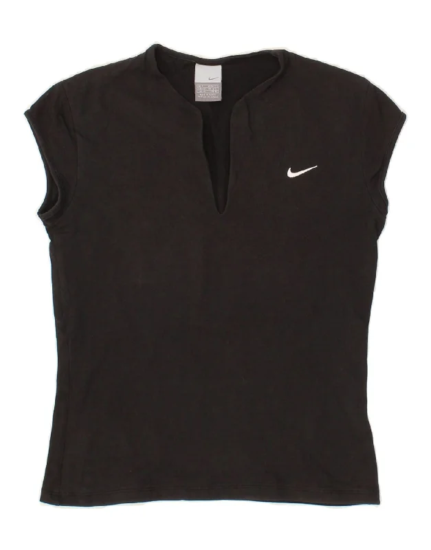 NIKE Womens T-Shirt Top UK 14/16 Large Black Cotton