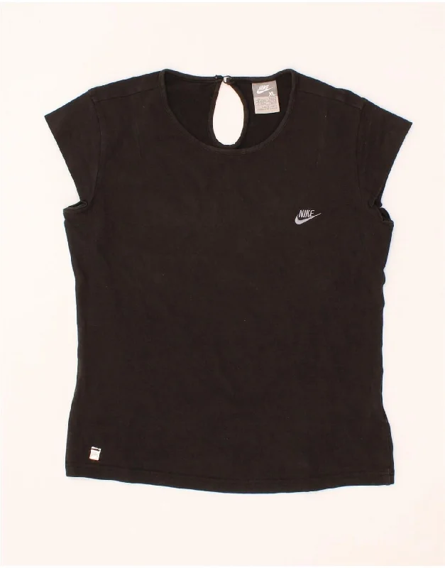 NIKE Womens T-Shirt Top UK 16/18 Large Black Cotton