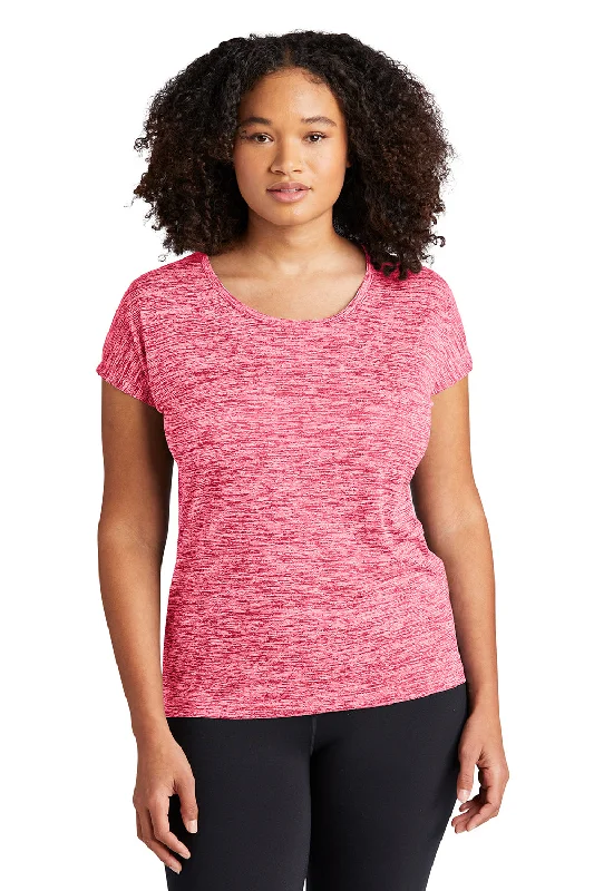 Sport-Tek Womens Electric Heather Moisture Wicking Short Sleeve Crewneck T-Shirt - Power Pink Electric