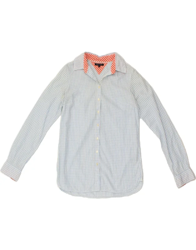 TOMMY HILFIGER Womens Shirt US 4 Small Blue Gingham Cotton