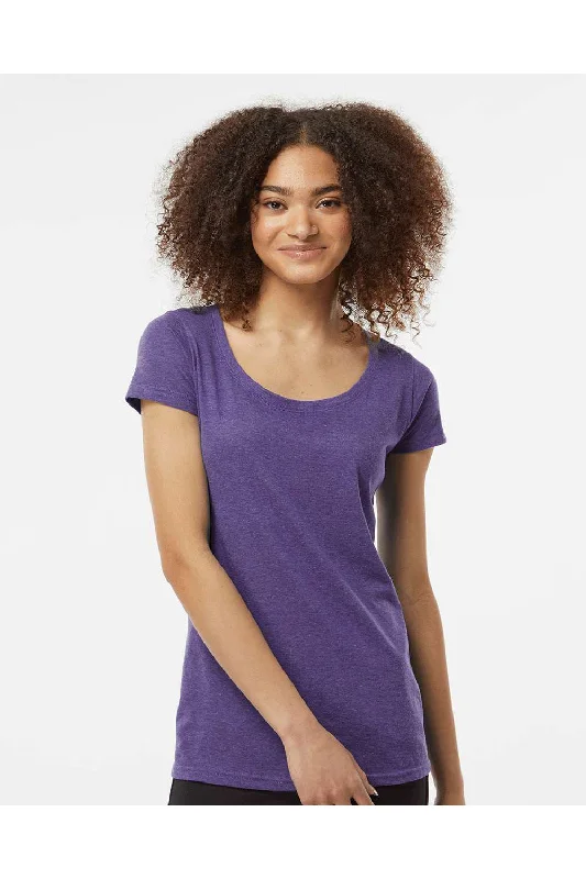 Tultex Womens Poly-Rich Short Sleeve Scoop Neck T-Shirt - Heather Purple - NEW