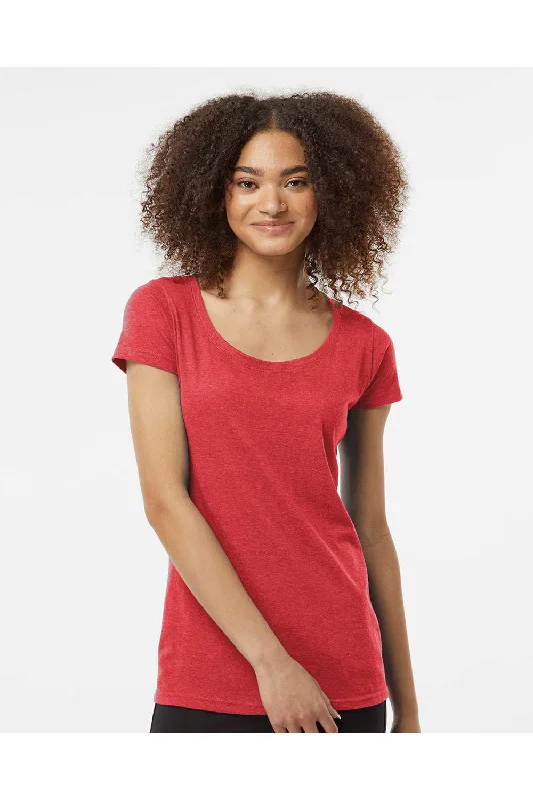 Tultex Womens Poly-Rich Short Sleeve Scoop Neck T-Shirt - Heather Red - NEW