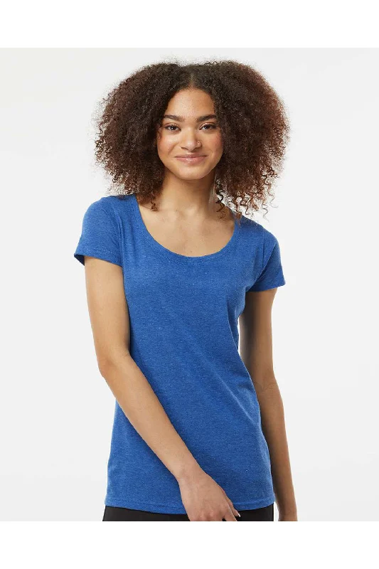 Tultex Womens Poly-Rich Short Sleeve Scoop Neck T-Shirt - Heather Royal Blue - NEW