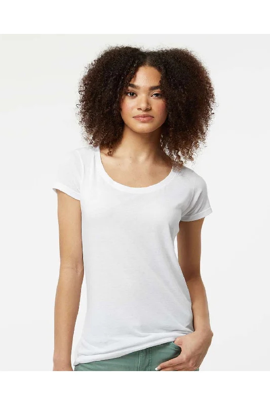 Tultex Womens Poly-Rich Short Sleeve Scoop Neck T-Shirt - White - NEW