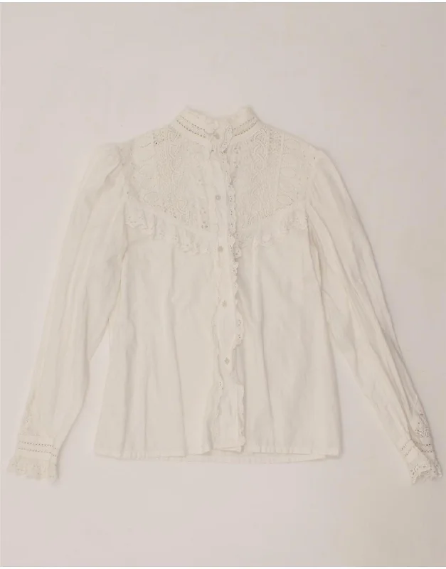 VINTAGE Womens Shirt Blouse IT 42 Medium White