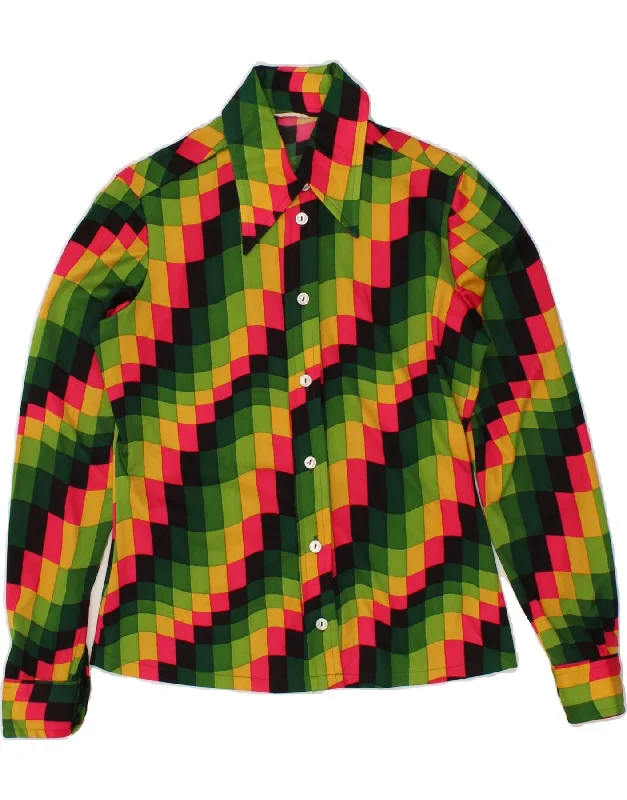 VINTAGE Womens Shirt Blouse IT 46 Large Multicoloured Geometric