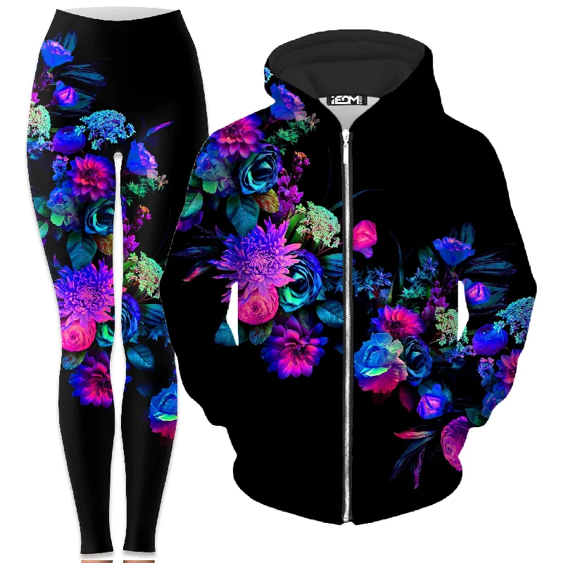 Darkest Bloom Zip-Up Hoodie and Leggings Combo