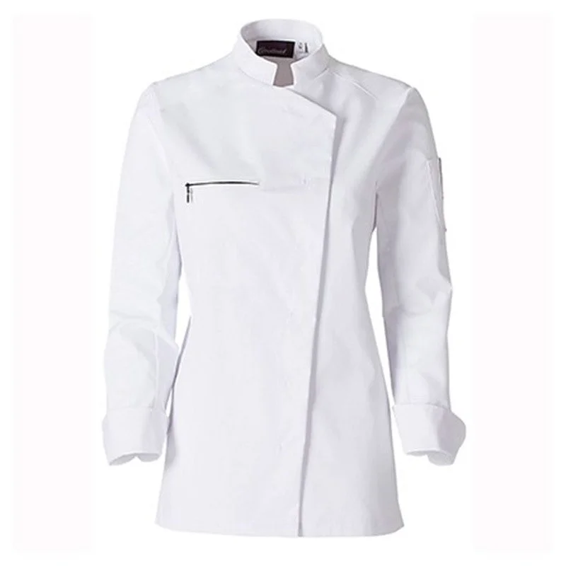 Women Long Sleeve White Kitchen Coat - MOLINEL