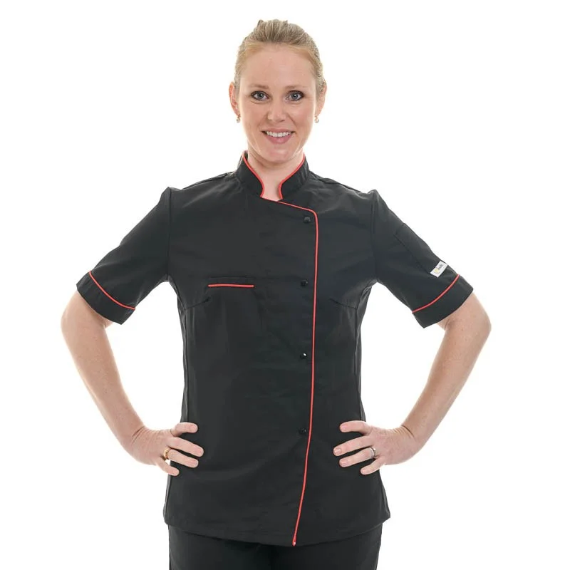 Women's Kitchen Coat with Red Piping - MANELLI