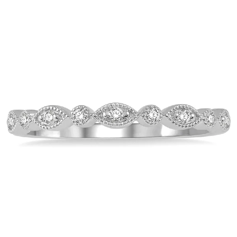 Premium Jewelry, Premium Discounts – Act Fast 14K White Gold Marquise and Circle Diamond Stackable Fashion Ring