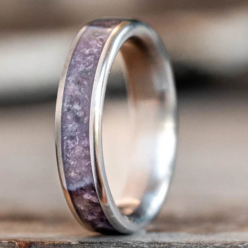 Premium Diamond Jewelry At Once-In-A-Lifetime Discounts (In-Stock) Custom Amethyst and Titanium Ring - Size 4 | 4mm Wide