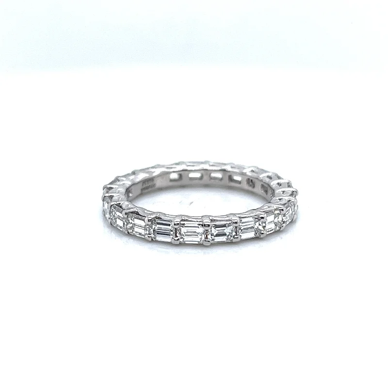 Shop Handcrafted Jewelry At Special Promotional Rates JB Star Emerald Diamond Anniversary/Eternity Fashion Ring in 950 White Platinum (2.33ctw)