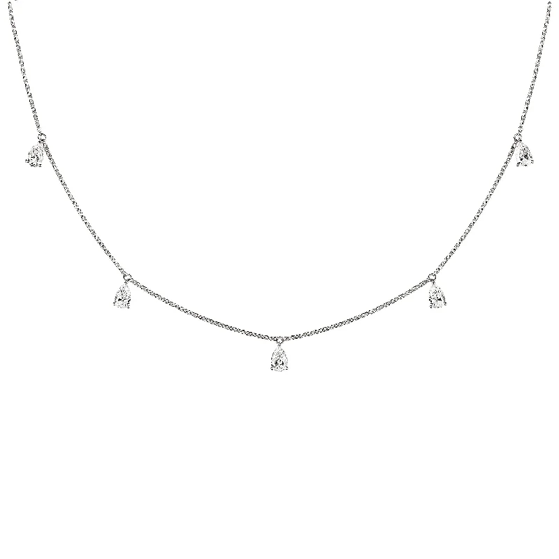 Elegant Jewelry Styles At Budget-Friendly Prices Mini Choker small Drops 18K Whitegold Necklace w. Diamonds