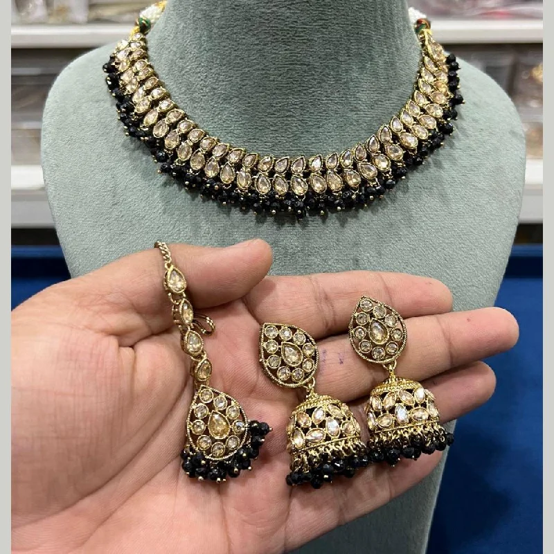 Dainty And Elegant Jewelry Now At Reduced Prices Hira Collections Gold Plated Crystal Stone And Pearls Choker Necklace Set
