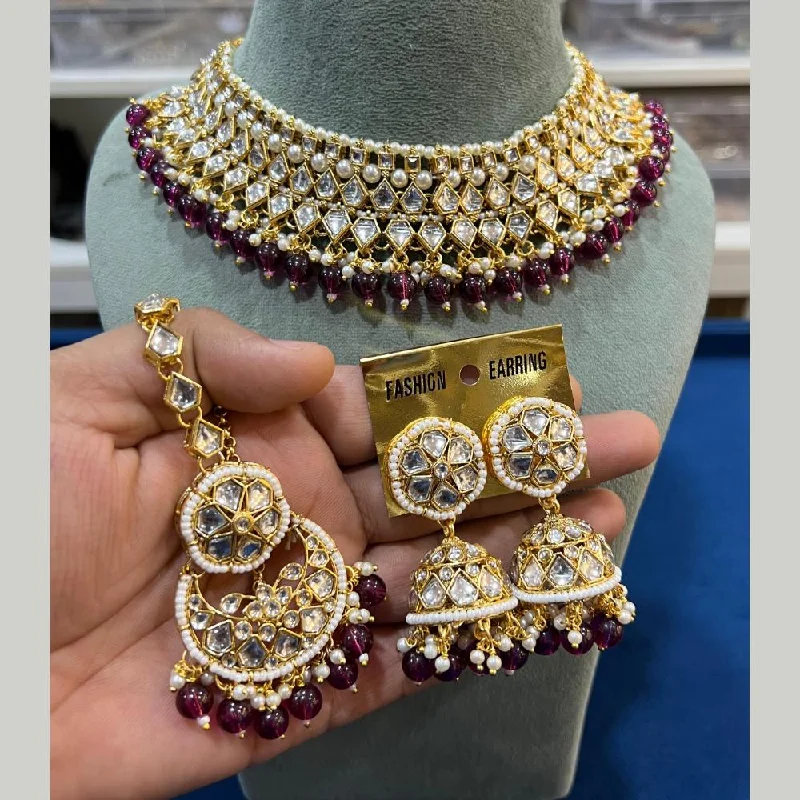Dazzle In Elegance With Our Biggest Jewelry Sale Hira Collections Gold Plated Kundan Stone And Pearls Choker Necklace Set
