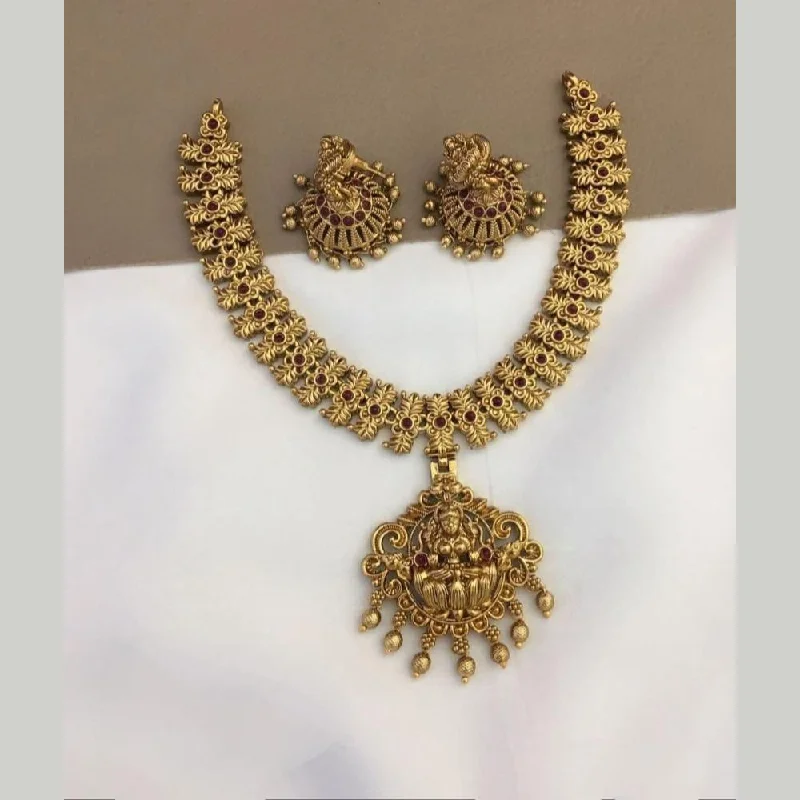 Shop Signature Jewelry Styles At Exclusive Prices Joyful Jewel Art Matte Gold Plated Pota Stone Temple Necklace Set