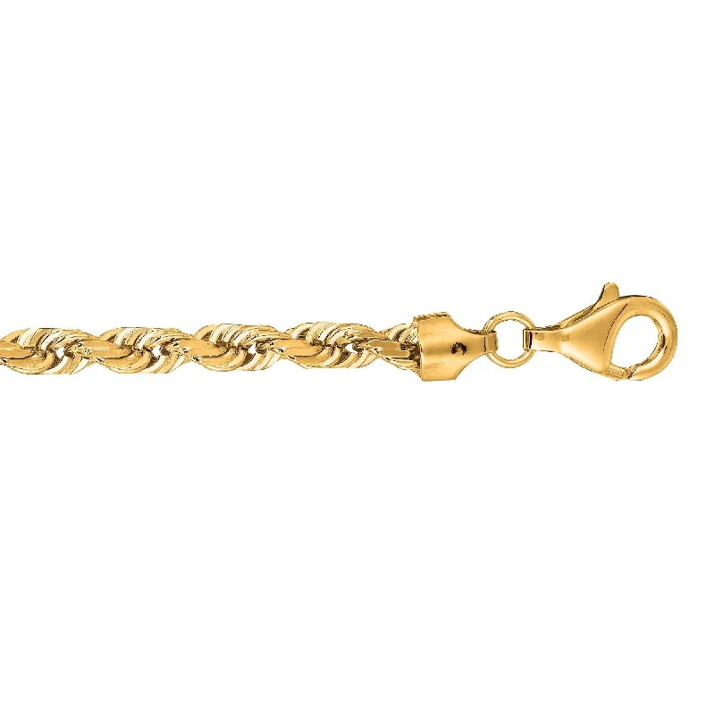 Fashion-Forward Geometric Jewelry For Contemporary Style 10K 20 inches Yellow Gold 5.0mm Shiny Solid Diamond Cut Royal Rope Chain with Lobster Clasp