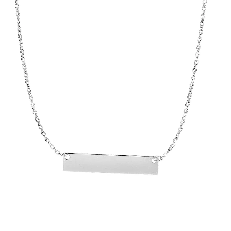 Flash Sale On Elegant Jewelry – Don't Miss Out 14kt 17 inches+1 inches White Gold Shiny 4.9-1.1mm Horizontal Square Tube Bar Anchor On 1.08mm Oval Link Necklace with Spring Ring Clasp