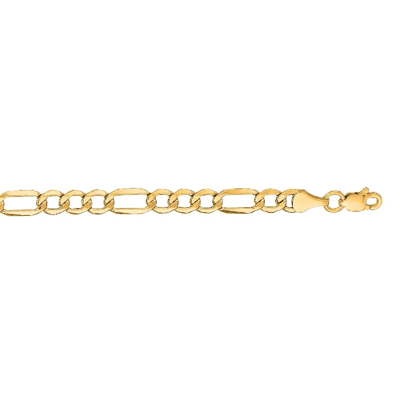 Eco-Friendly Sustainable Jewelry For Conscious Buyers 14kt 18 inches Yellow Gold 4.6mm Diamond Cut Alternate 3+1 Figaro Lite Chain with Lob ster Clasp