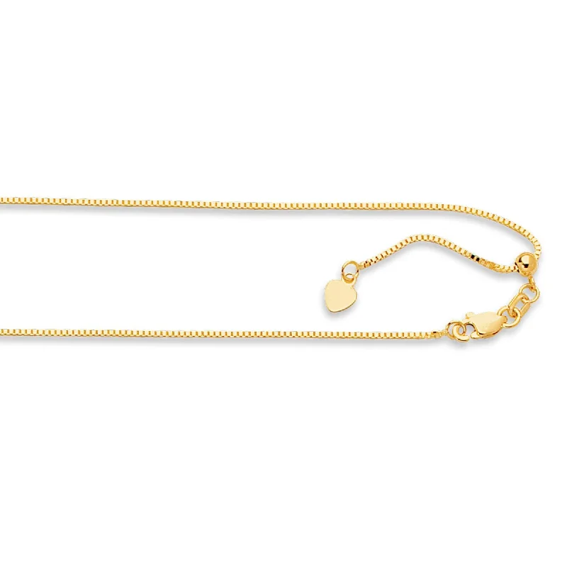 Clearance Sale On High-End Jewelry Collections 14kt 22 inches Yellow Gold .85mm Diamond Cut Adjustable Box Chain with Lobster Clasp