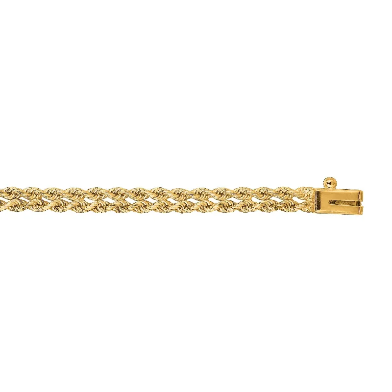Buy More, Save More On Stunning Jewelry Pieces 14kt 7 inches Yellow Gold 4.0mm Diamond Cut Multi Line Rope Chain with Box Catch Clasp