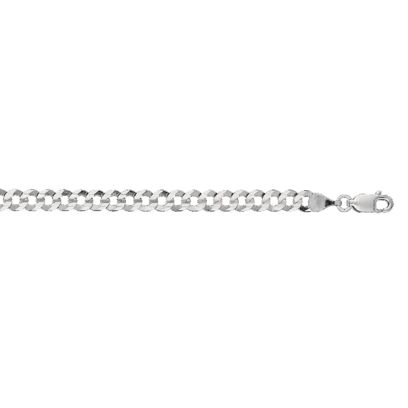 Timeless Elegance Now At Special Discounts 14kt 8 inches White Gold 4.7mm Diamond Cut Comfort Curb Chain with Lobster Clasp