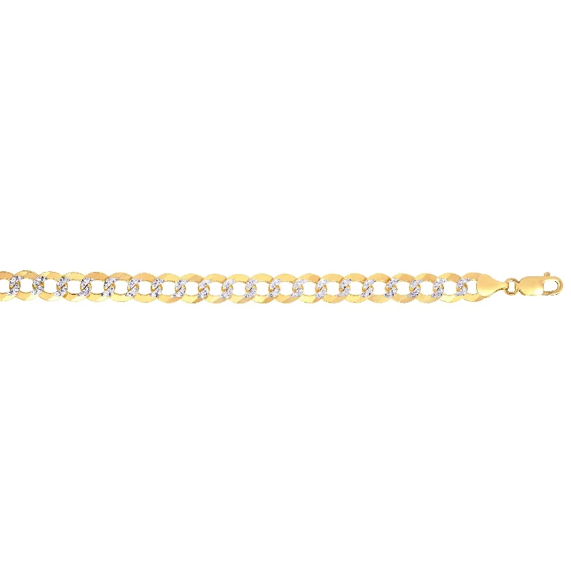 Once-A-Year Jewelry Sale – Grab Your Favorites Now 14kt Gold 8.75 inches Yellow+White Finish 12.18mm Pave Curb Link Comfort Pave Curb Bracelet with Lobster Clasp