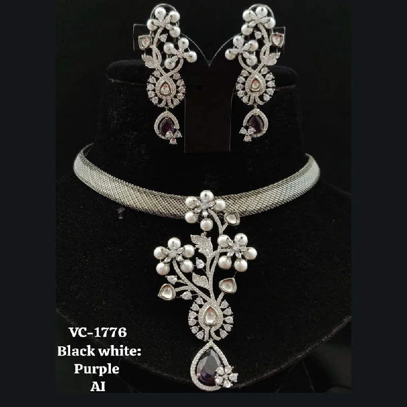 Grab Your Dream Jewelry At The Lowest Prices Vivah Creations Silver Plated AD Necklace Set